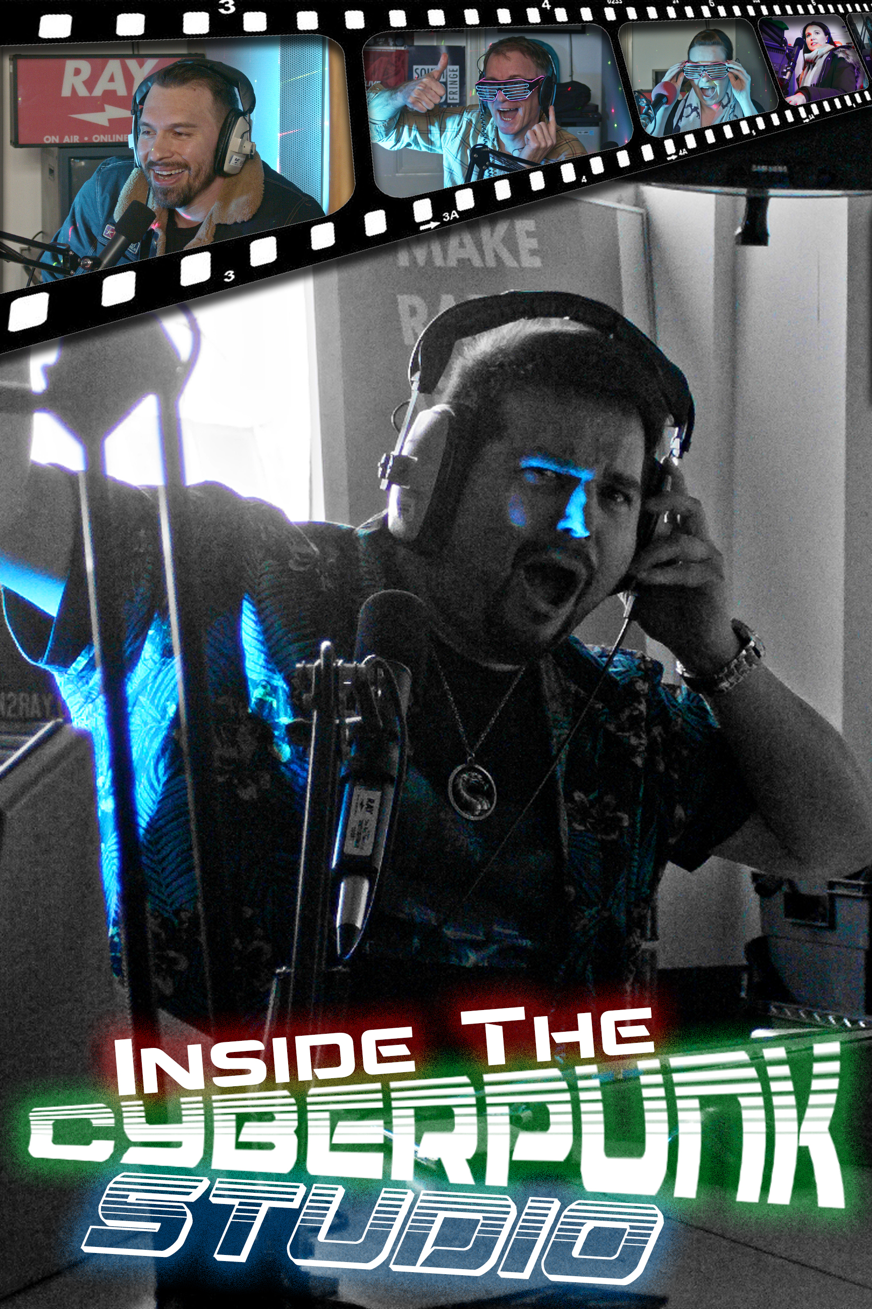 Radio DJ in a Radio Station, Film Reel with Guest photos